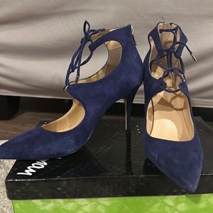 Ivanka Trump Blue Suede Lace Up Pumps